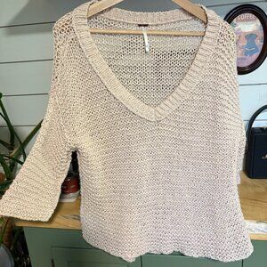 Free People Crochet Knit Sweater – Size M/L (Cream)